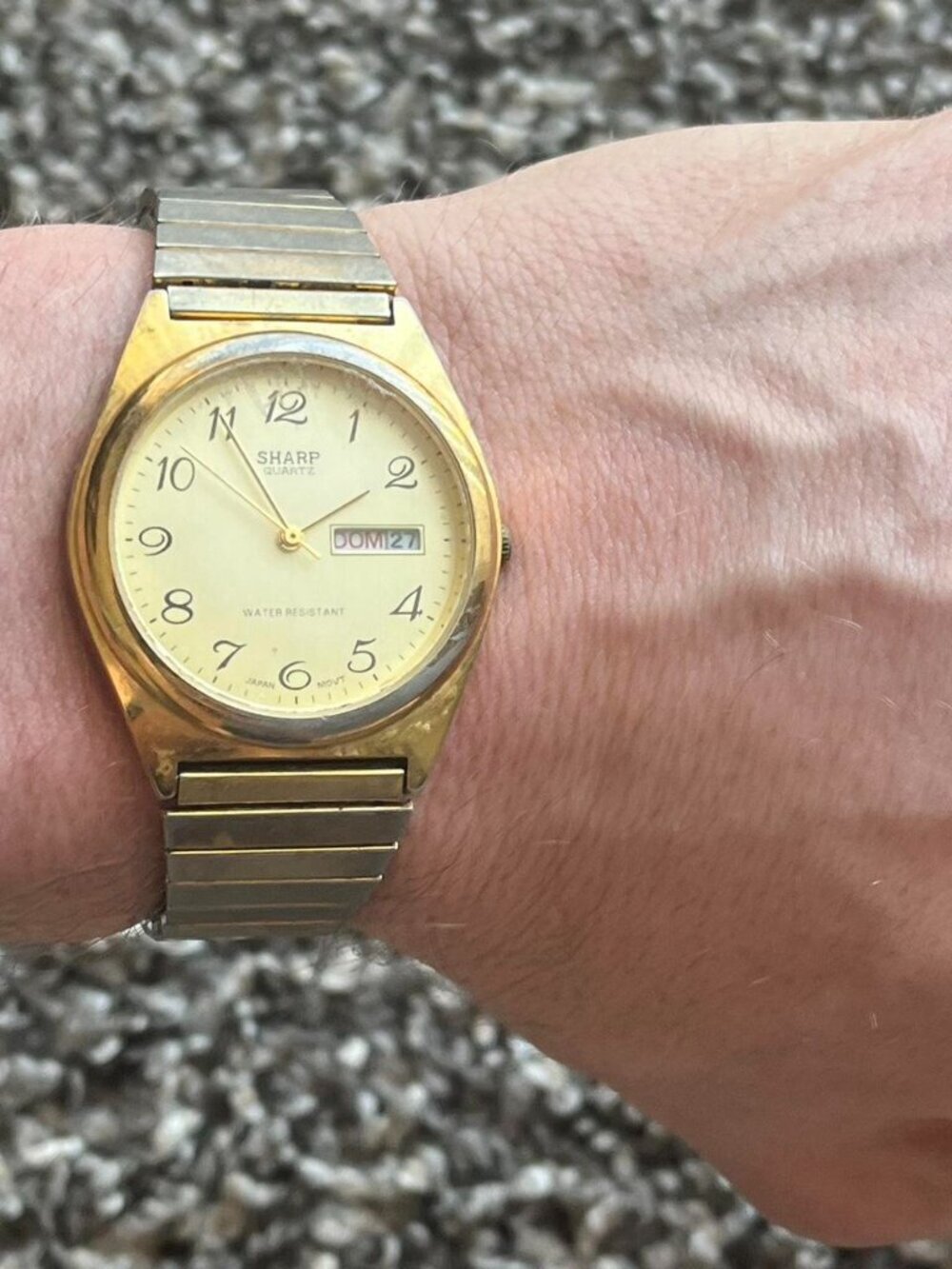 Vintage Women's Gold‎ Sharp Quartz Watch Stainless Steel Band - 247242